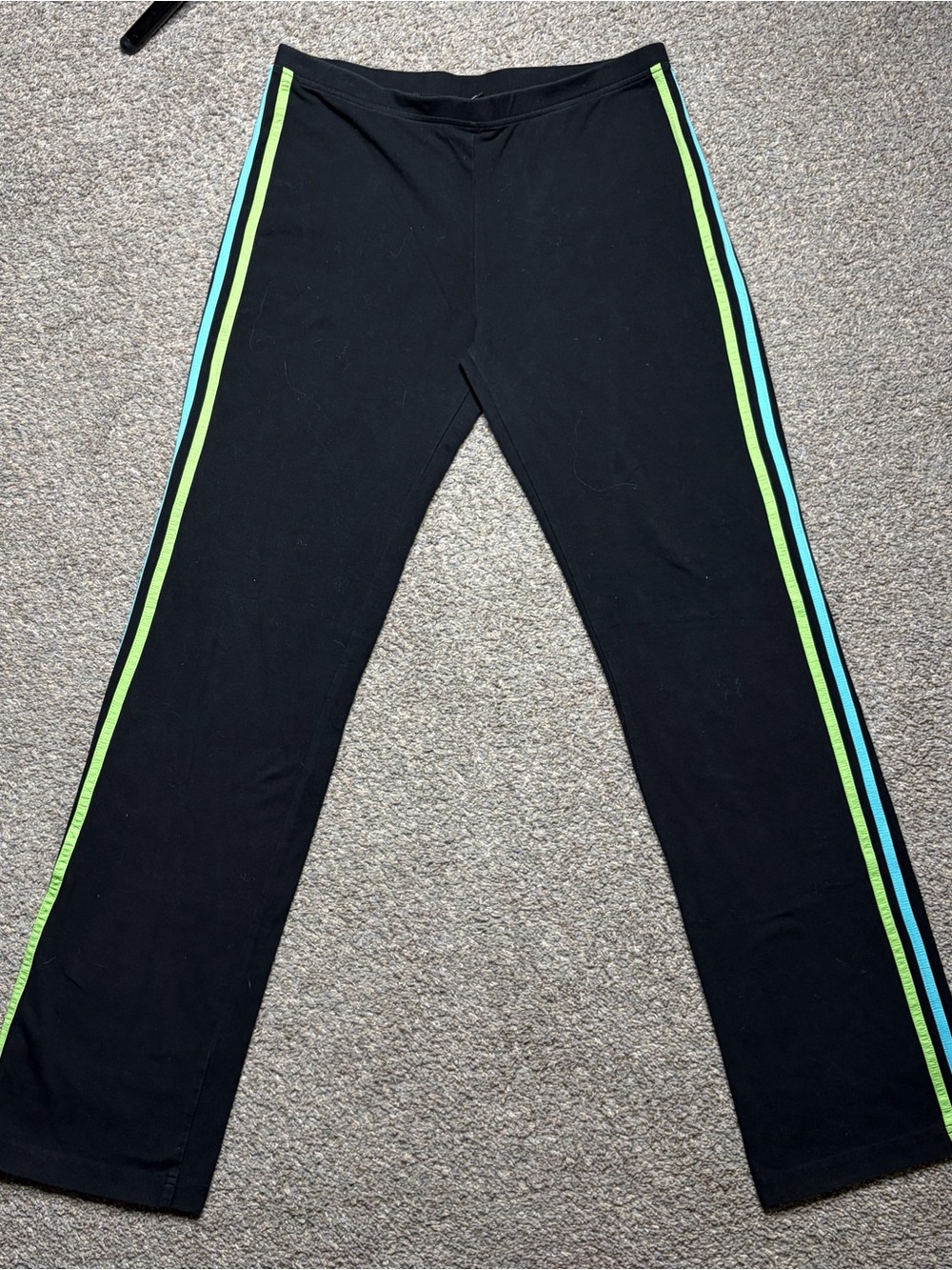 Vintage Y2K Mossimo Cotton Side Stripe Flare Yoga Pants size XL Drawstring black